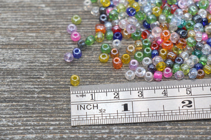 Transparent AB Glass Seed Beads, Mix Color 4mm 6/0 Glass Beads, Multicolor Iridescent Seed Beads, Rocailles Beads, Beading Supply #2322