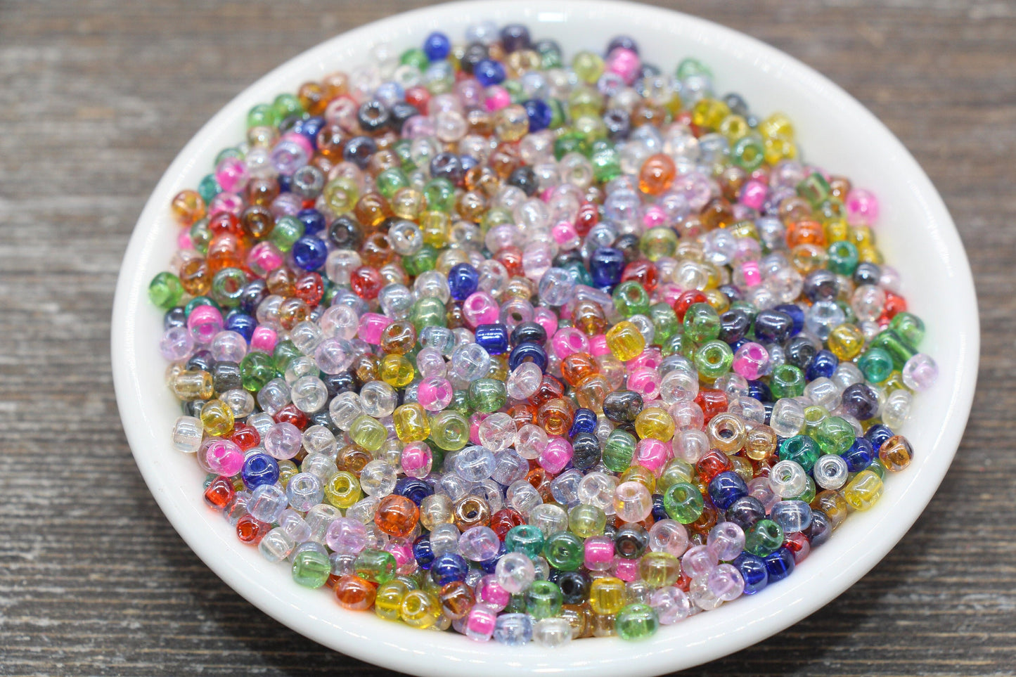 Transparent AB Glass Seed Beads, Mix Color 4mm 6/0 Glass Beads, Multicolor Iridescent Seed Beads, Rocailles Beads, Beading Supply #2322