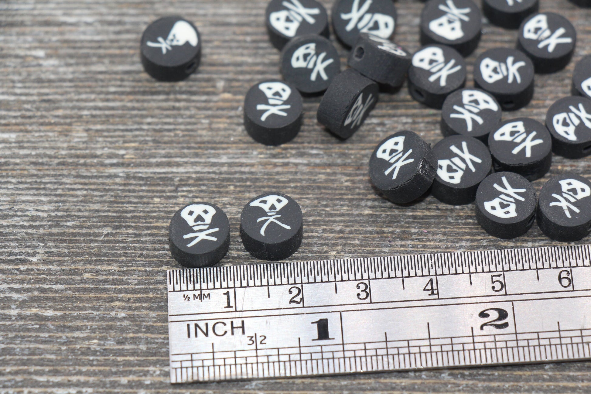 Skeleton Polymer Clay Beads, Halloween Skeleton Clay Beads, Skull Clay Beads, Jewelry Beads, Bead for Bracelet #106