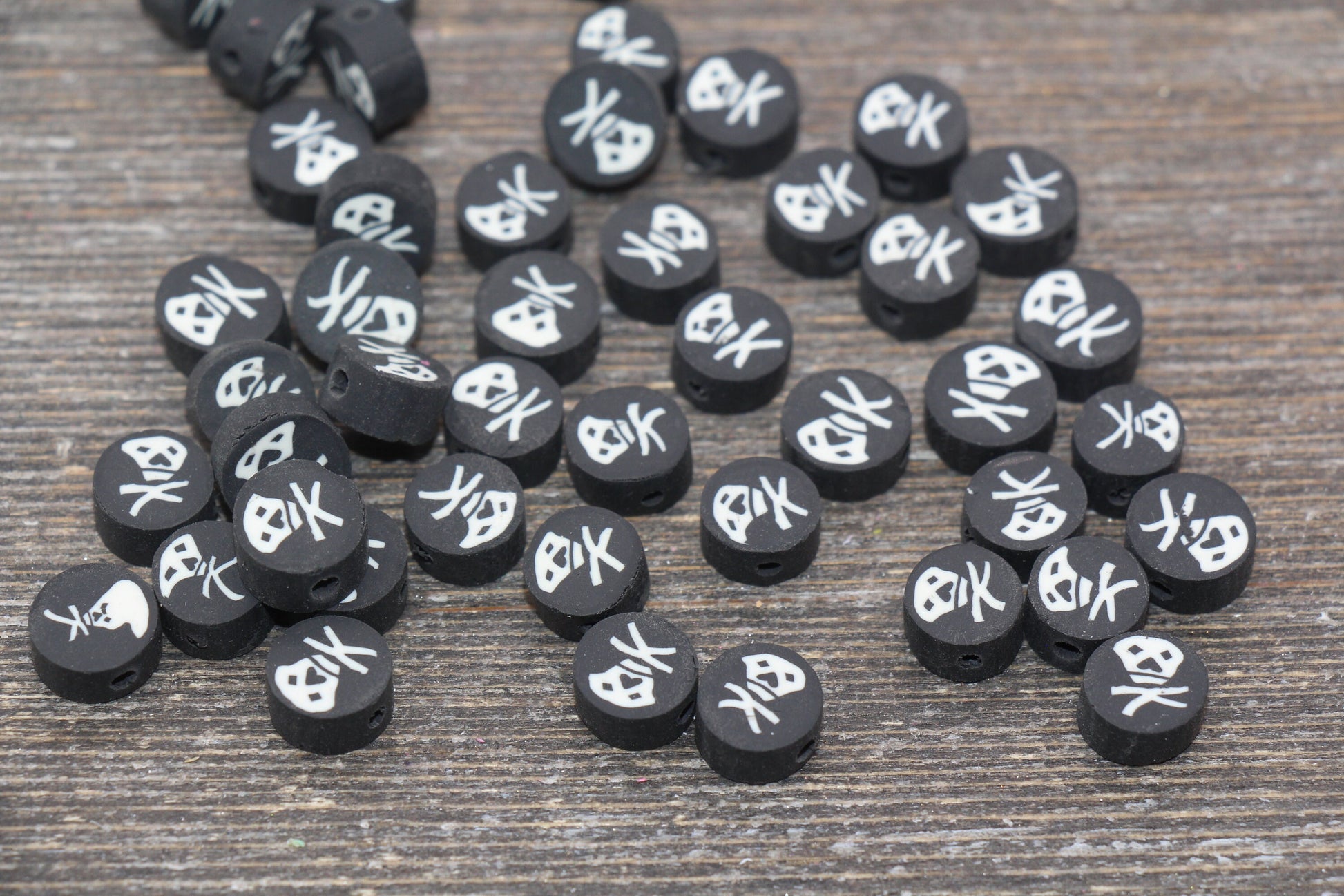 Skeleton Polymer Clay Beads, Halloween Skeleton Clay Beads, Skull Clay Beads, Jewelry Beads, Bead for Bracelet #106