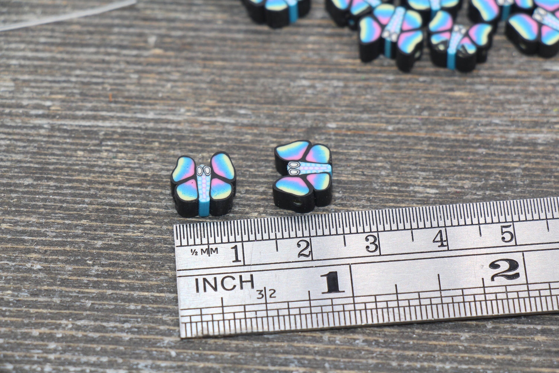 Butterfly Polymer Clay Beads, Butterflies Clay Round Beads, Loose Beads, Jewelry Beads, Beads for Bracelet #111