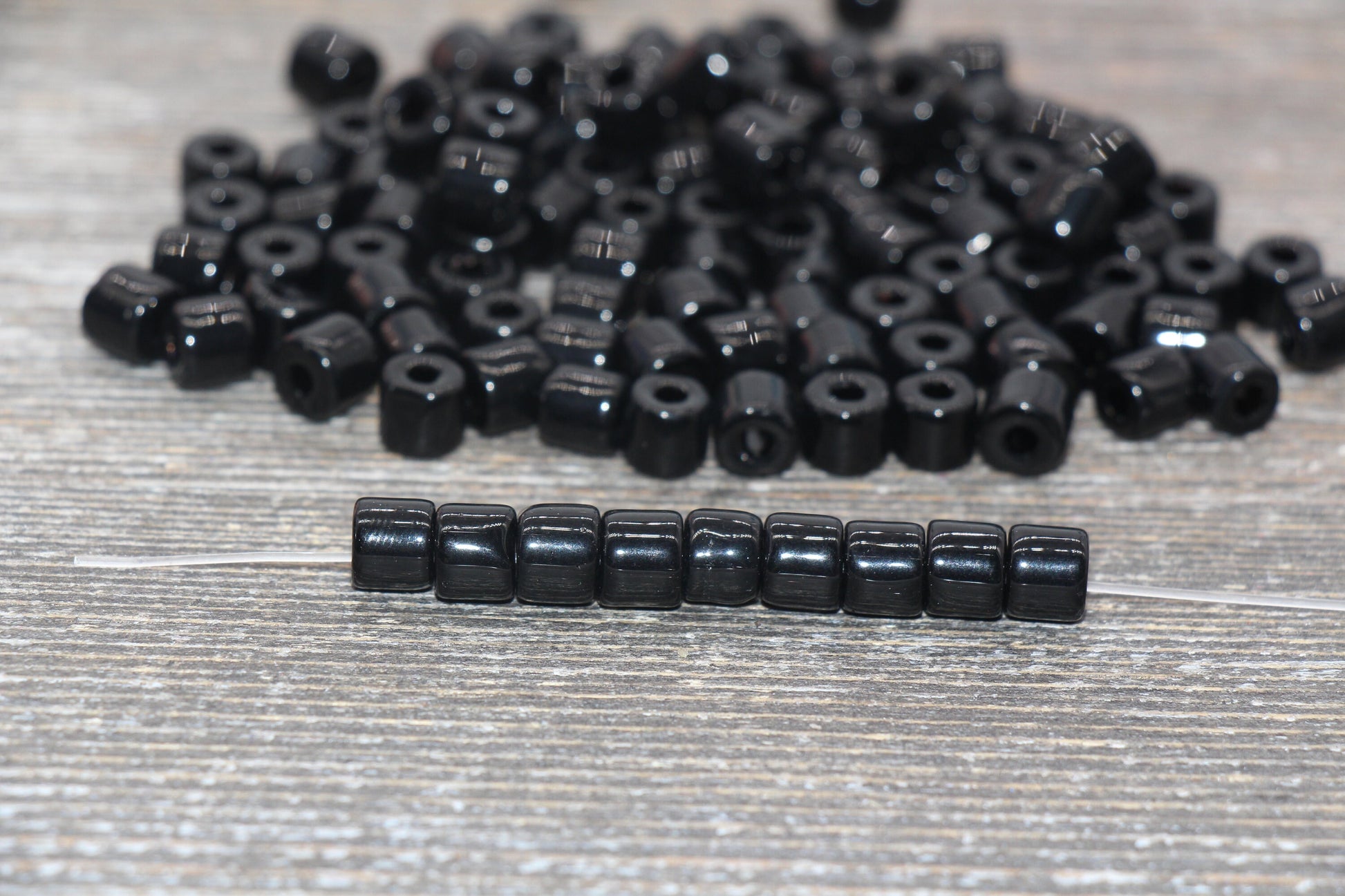 7mm Glass Seed Beads, Black Glass Beads, Slider Glass Beads, Roller Beads, Bead for Bracelet, Beading Supplies #2347