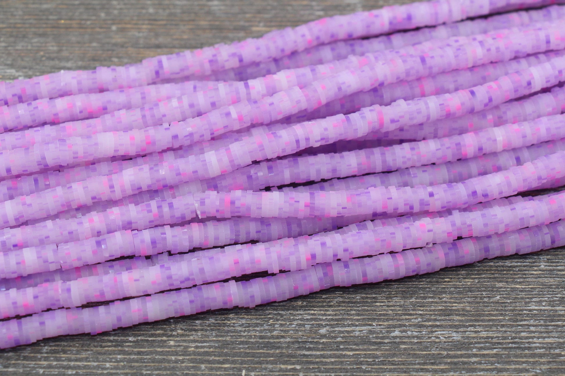 6mm Purple Speckled Heishi Beads, Mix Colors Polymer Clay Disc Beads, African Disc Beads, Vinyl Heishi, 16 inch Strand #78