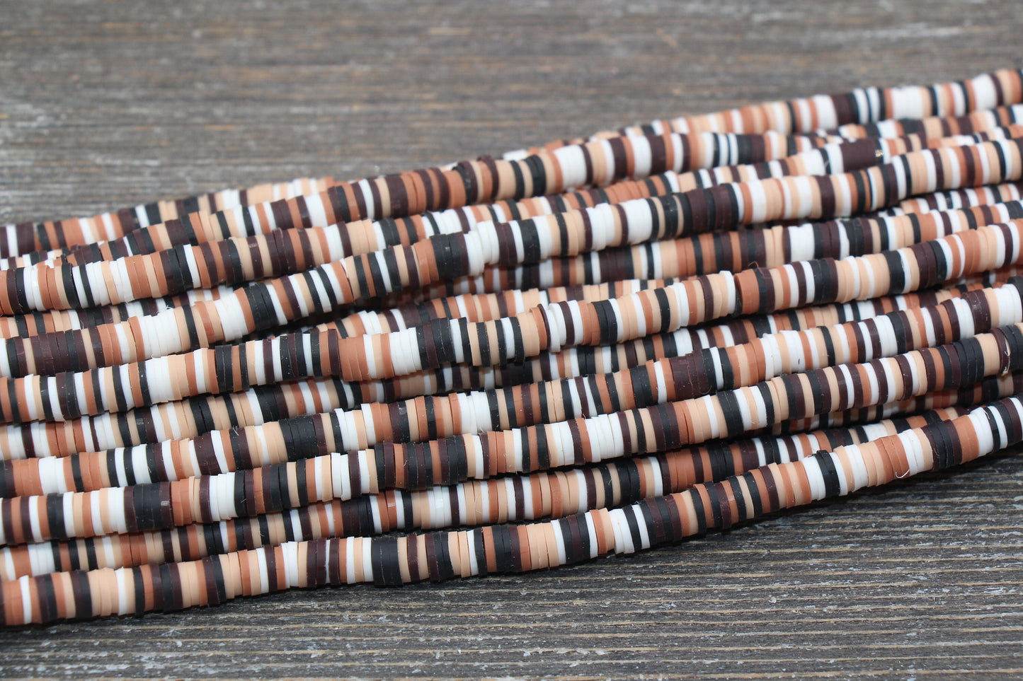 6mm Multicolored Polymer Clay Disc Beads, Brown Mixed Heishi Beads, African Disc Beads, Vinyl Heishi, 16 inch Strand #307