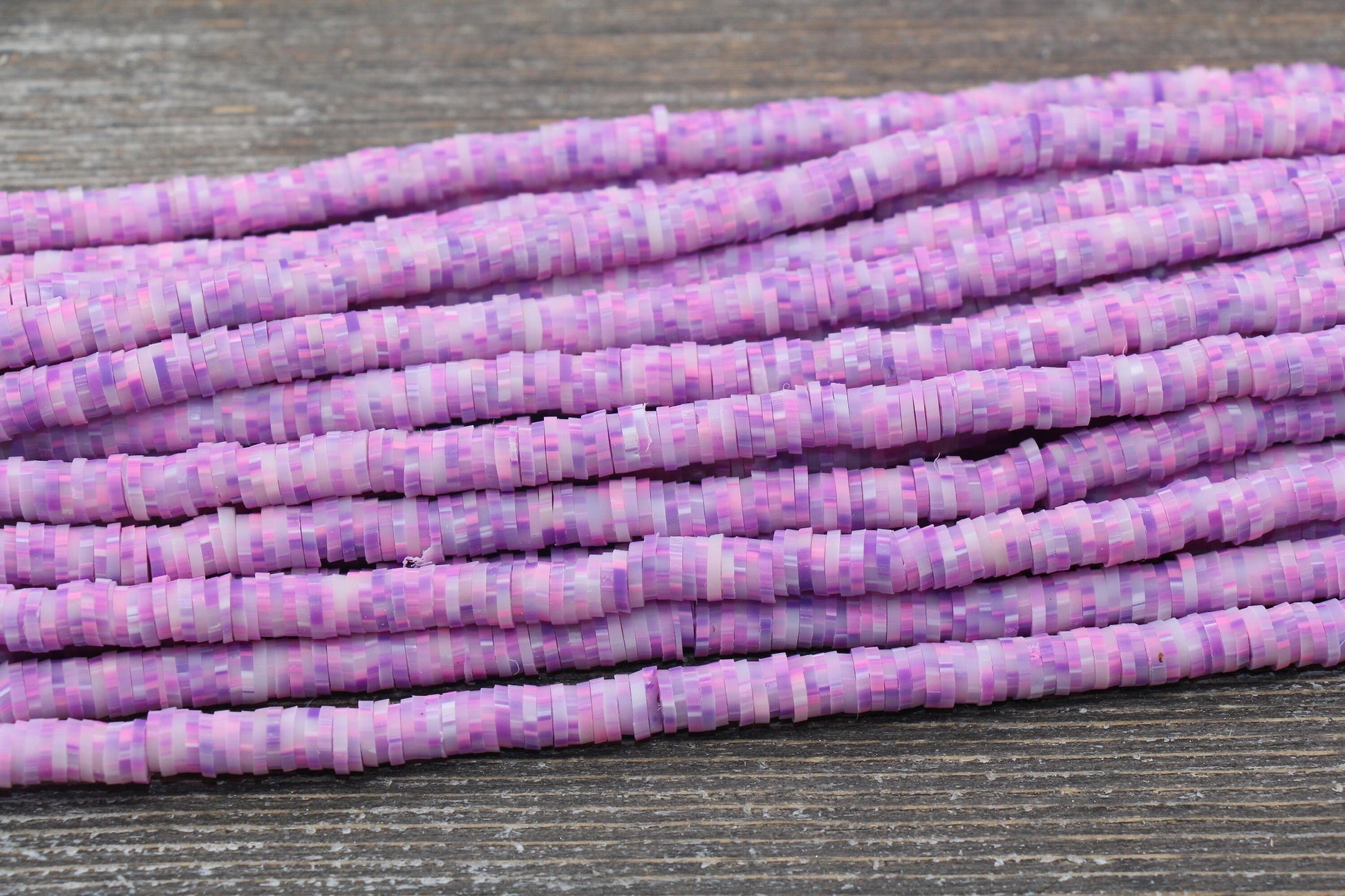 6mm Purple Speckled Heishi Beads, Mix Color Polymer Clay Disc Beads, African Disc Beads, Vinyl Heishi, 16 inch Strand #233