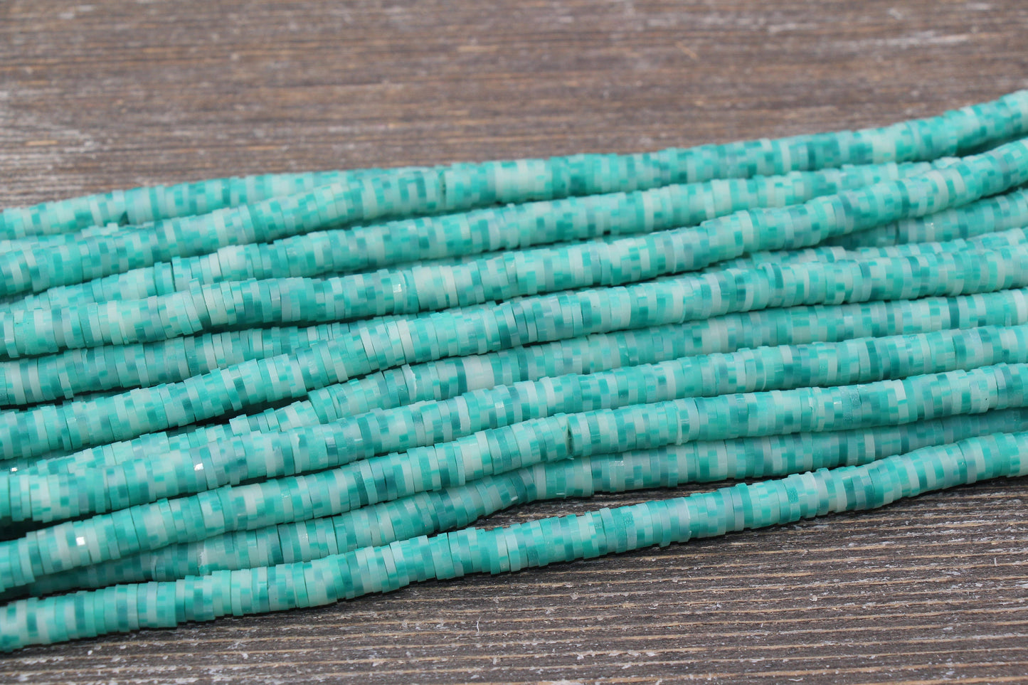 6mm Speckled Heishi Beads, Green Speckled Polymer Clay Disc Beads, African Disc Beads, Vinyl Heishi, 16 inch Strand #399