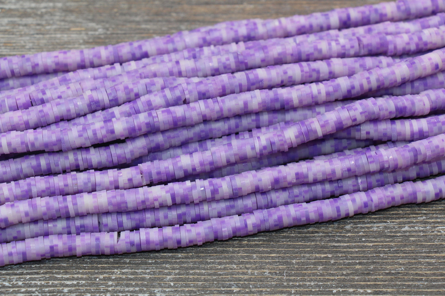 6mm Purple Speckled Heishi Beads, Speckled Polymer Clay Disc Beads, African Disc Beads, Vinyl Heishi, 16 inch Strand #400