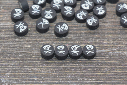 Skeleton Polymer Clay Beads, Halloween Skeleton Clay Beads, Skull Clay Beads, Jewelry Beads, Bead for Bracelet #106