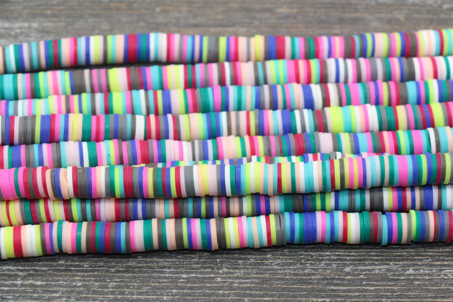 8mm Multicolored Heishi Beads, Rainbow Color Polymer Clay Disc Beads, African Disc Beads, Vinyl Heishi, 16 inch Strand #123