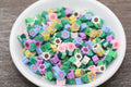 7mm flower polymer clay beads, flower clay charms for bracelets