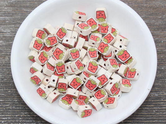 French Fries Polymer Clay Beads, French Fries Cane Beads, Jewelry Beads, Beads for Bracelet #134