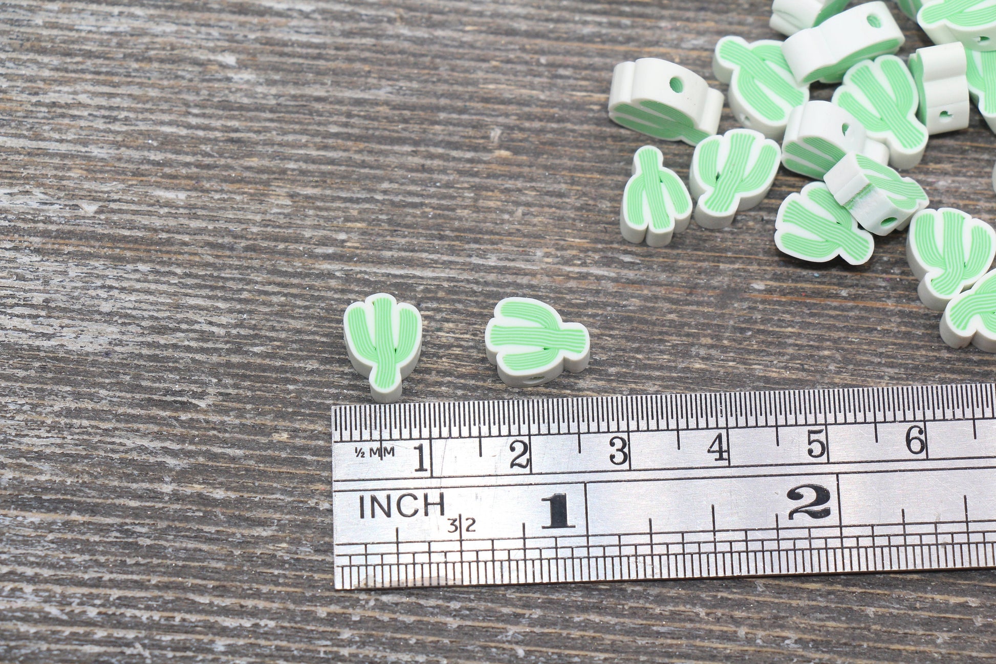 Cactus Polymer Clay Beads, Cactus Cane Beads, Fimo Cane Beads, Jewelry Beads, Beads for Bracelet #148