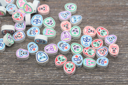 Halloween Ghost Mask Polymer Clay Beads, Halloween Clay Beads, Jewelry Beads, Bead for Bracelet #122