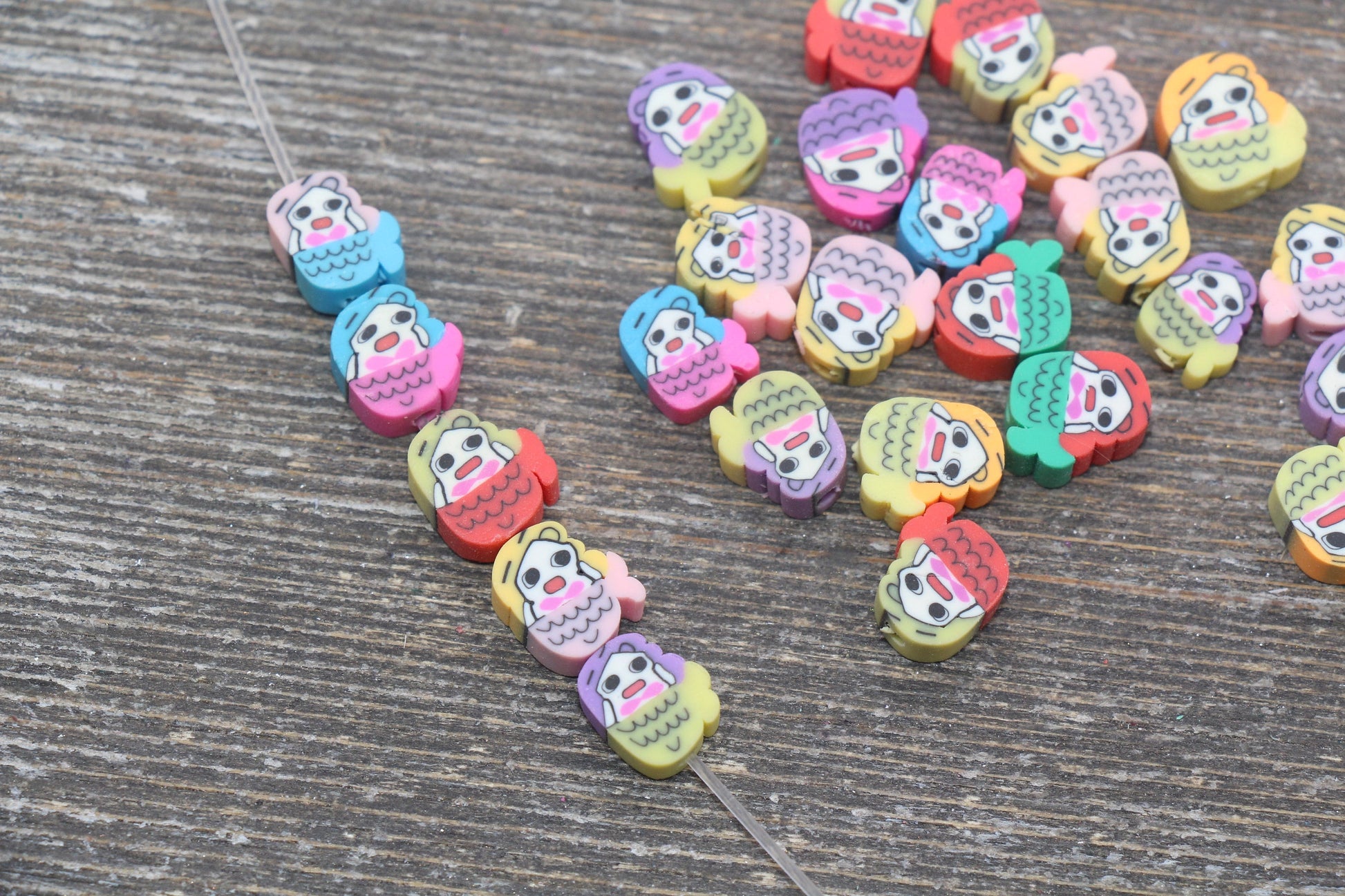 Mermaid Polymer Clay Beads, Assorted Mermaid Cane Beads, Jewelry Beads, Beads for Bracelet #133