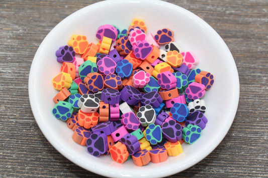 Paw Print Polymer Clay Beads, Dog Paw Beads, Paw Clay Beads, Dog Paw Print Clay Beads, Paw Animal Beads, Jewelry Beads #1