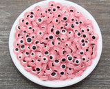8mm Pink Eyeball Beads, Flat Round Evil Eyeball Beads, Turkish Eye Beads, Greek Eye Beads, Acrylic Eyeball Beads #2365