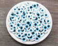 10mm White with Blue Acrylic Evil Eye Beads