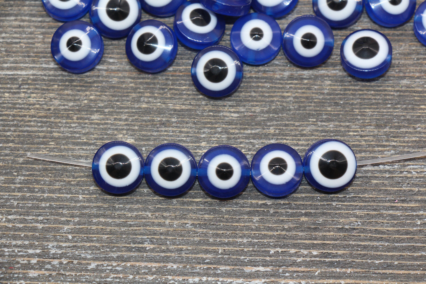 12mm Royal Blue Eyeball Beads, Flat Round Evil Eyeball Beads, Turkish Eye Beads, Greek Eye Beads, Acrylic Eyeball Beads #2370