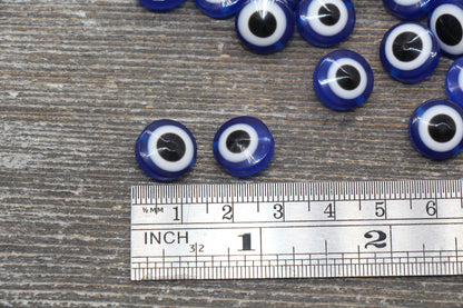 12mm Royal Blue Eyeball Beads, Flat Round Evil Eyeball Beads, Turkish Eye Beads, Greek Eye Beads, Acrylic Eyeball Beads #2370