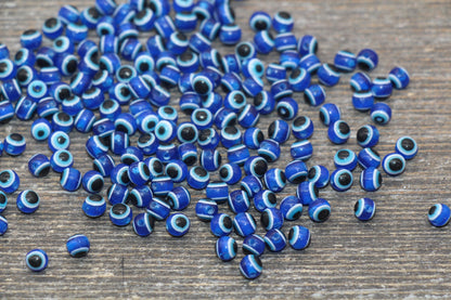 4mm Eyeball Beads, Royal Blue Evil Eye Beads, Round Evil Eyeball Beads, Turkish Eye Beads, Greek Eye Beads, Acrylic Eyeball Beads #2371