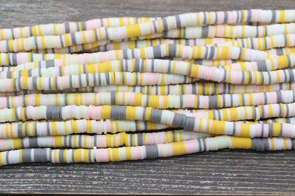 6mm Multicolored Polymer Clay Disc Beads, Mixed Color Heishi Beads, African Disc Beads, Vinyl Heishi, 16 inch Strand #80