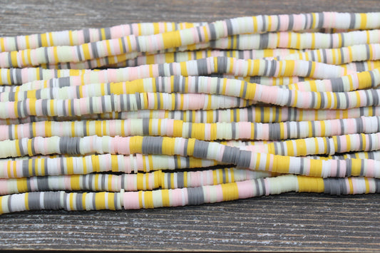 6mm Multicolored Polymer Clay Disc Beads, Mixed Color Heishi Beads, African Disc Beads, Vinyl Heishi, 16 inch Strand #80
