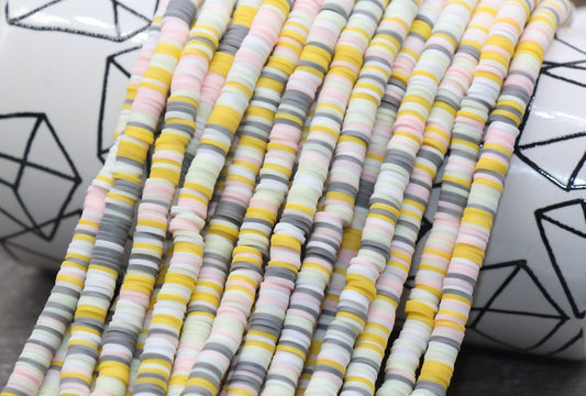 6mm Multicolored Polymer Clay Disc Beads, Mixed Color Heishi Beads, African Disc Beads, Vinyl Heishi, 16 inch Strand #80
