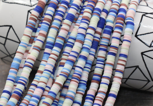 6mm Multicolored Polymer Clay Disc Beads, Mixed Color Heishi Beads, African Disc Beads, Vinyl Heishi, 16 inch Strand #56