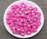 Pink Kawaii Kitty Polymer Clay Beads, Kitty Cat Clay Beads, Round Clay Beads, Jewelry Beads, Beads for Bracelet #413
