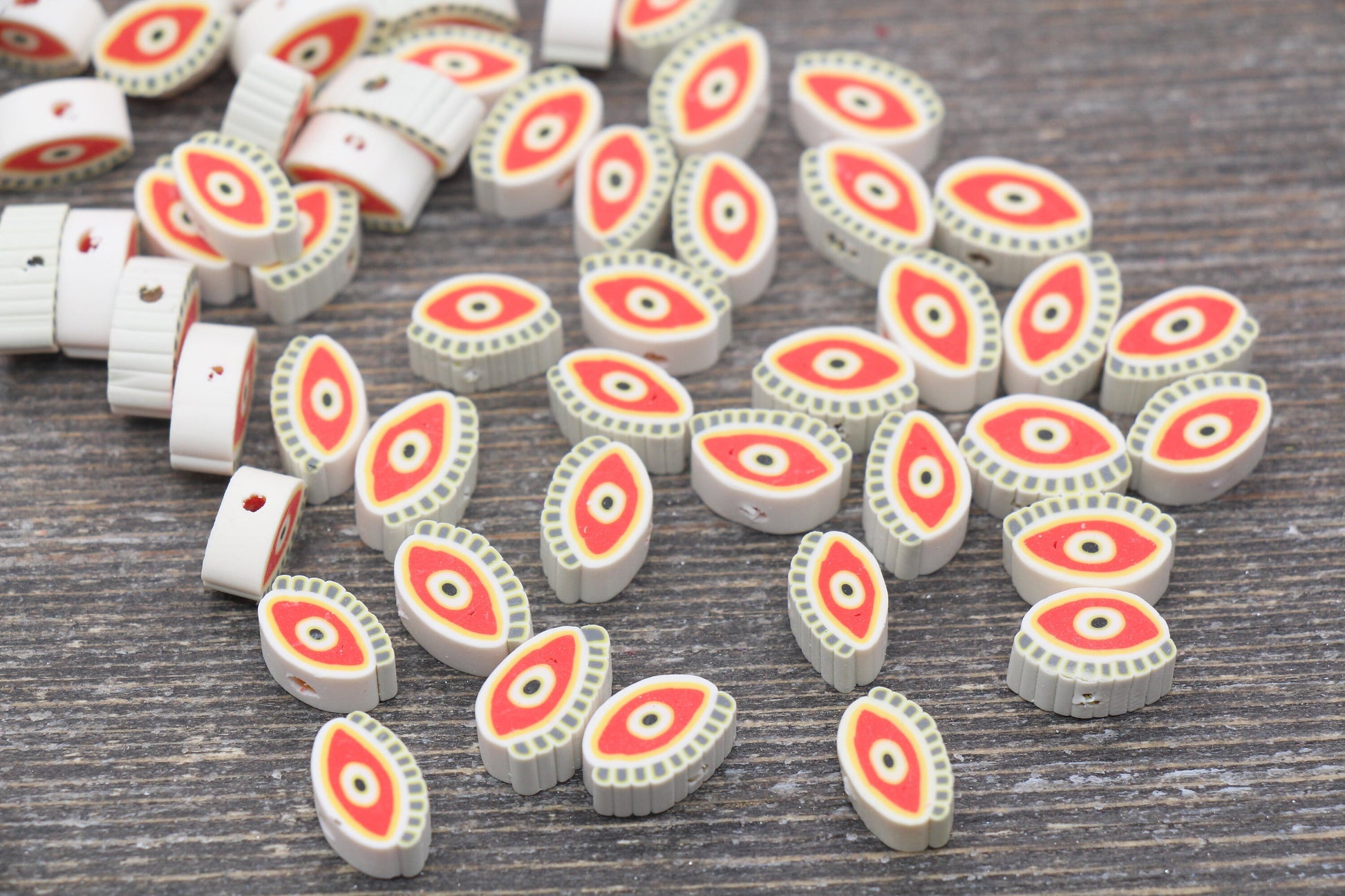 Evil Eye Polymer Clay Beads, Evil Eye Fimo Cane Beads, Evil Eye Beads, Evil Eye Slice Beads #158