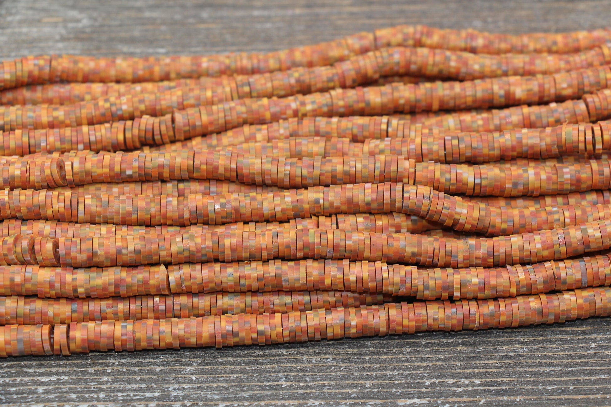 6mm Speckled Heishi Beads, Dotted Polymer Clay Disc Beads, African Disc Beads, Wholesale Vinyl Heishi, 16 inch Strand #359