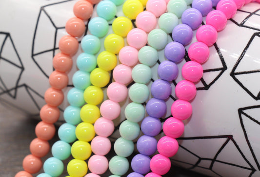 8mm Glass Beads, Round Glass Beads, Jewelry Glass Beads, Bracelet Beads