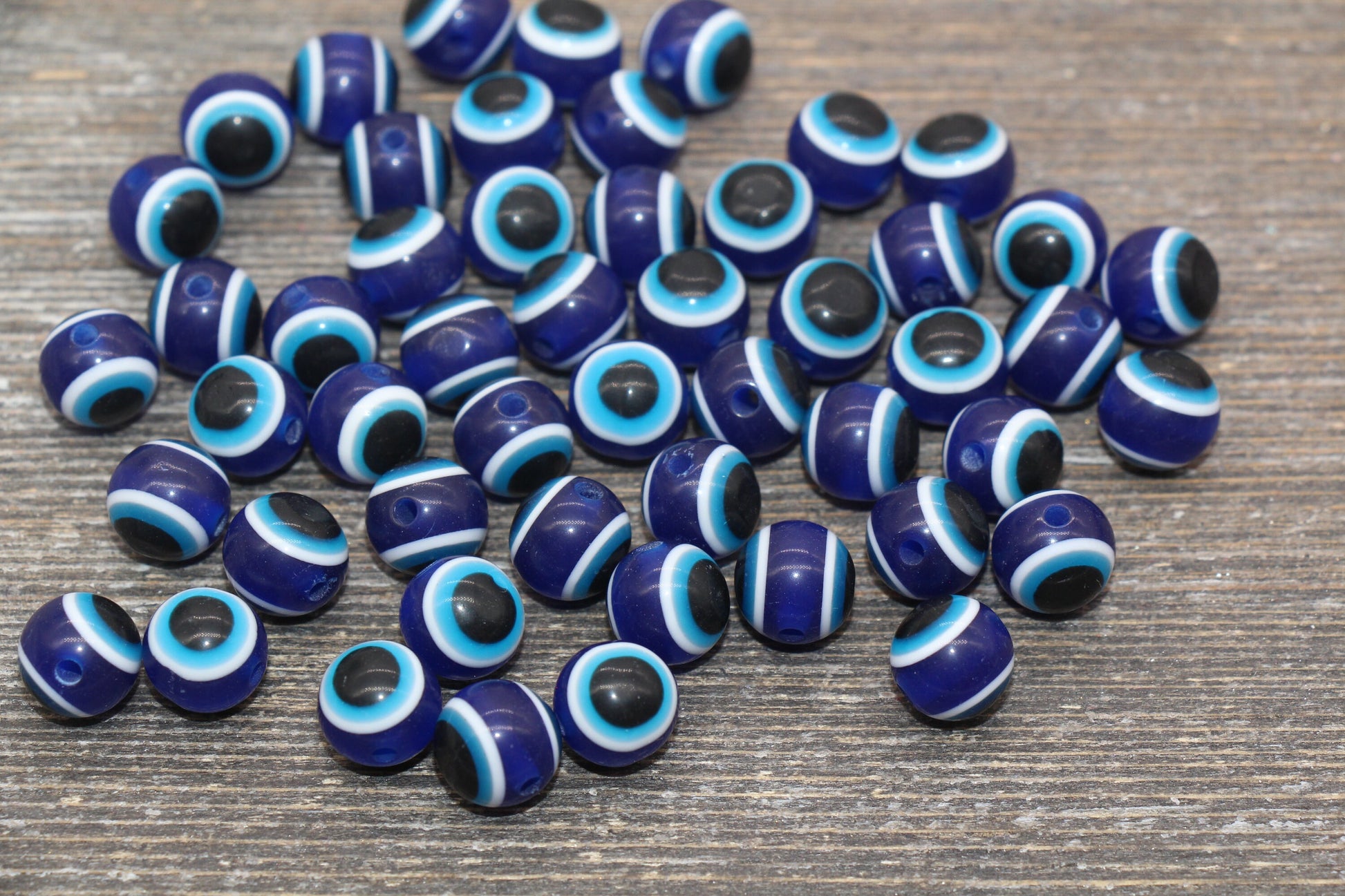 10mm Royal Blue Eyeball Beads, Chunky Round Evil Eyeball Beads, Turkish Eye Beads, Greek Eye Beads, Acrylic Eyeball Beads #2380