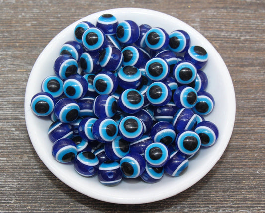 12mm Eyeball Beads, Royal Blue Evil Eye Beads, Chunky Round Evil Eye Beads, Turkish Eye Beads, Greek Eye Beads, Acrylic Eyeball Beads #2381