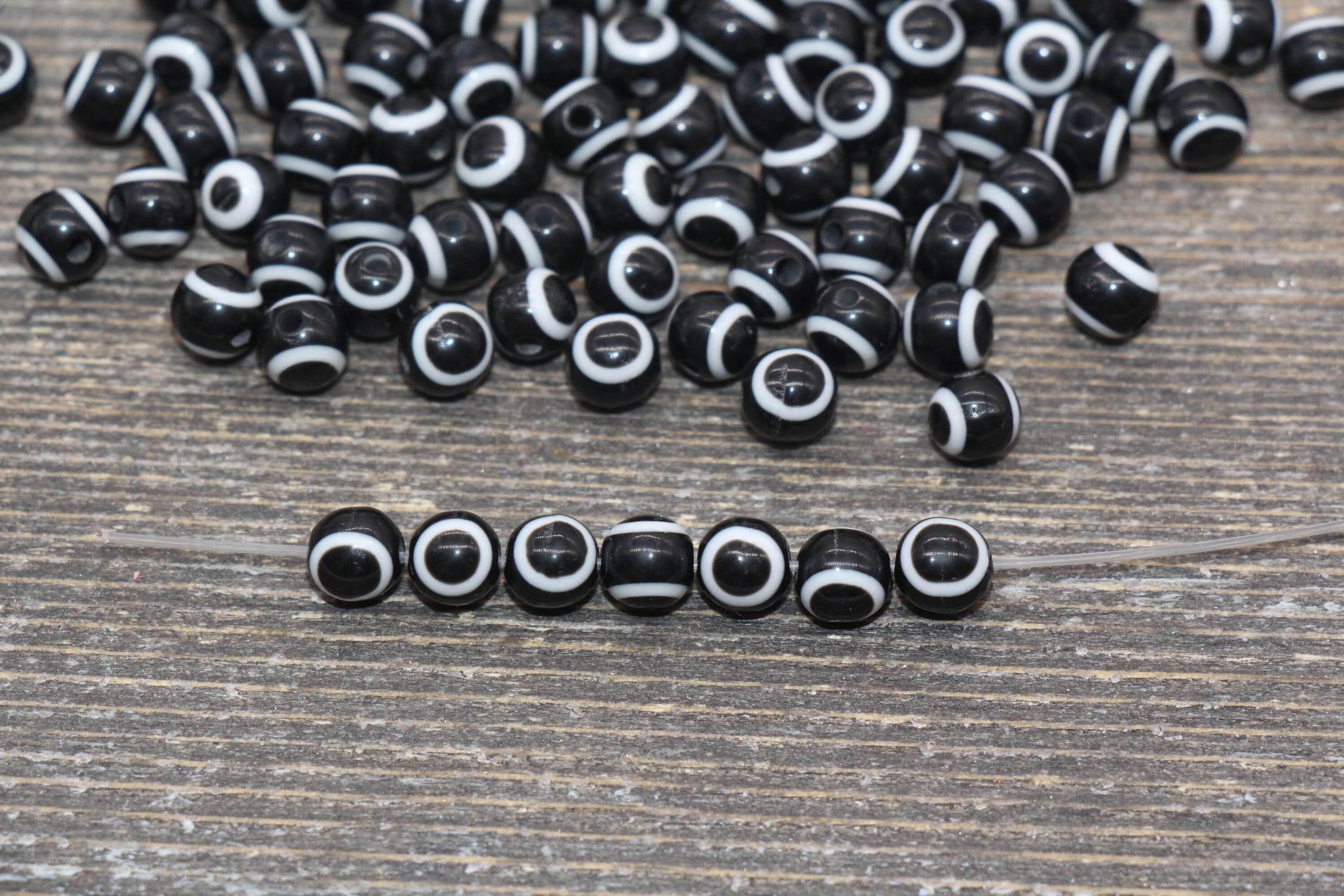 6mm Eyeball Beads, Black Evil Eye Beads, Round Evil Eyeball Beads, Turkish Eye Beads, Greek Eye Beads, Acrylic Eyeball Beads #2383