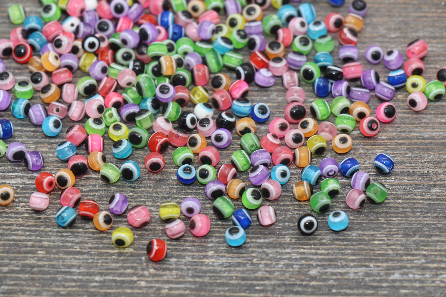 4mm Eyeball Beads, Multicolor Evil Eye Beads, Chunky Round Evil Eye Beads, Turkish Eye Beads, Greek Eye Beads, Acrylic Eyeball Beads #2387