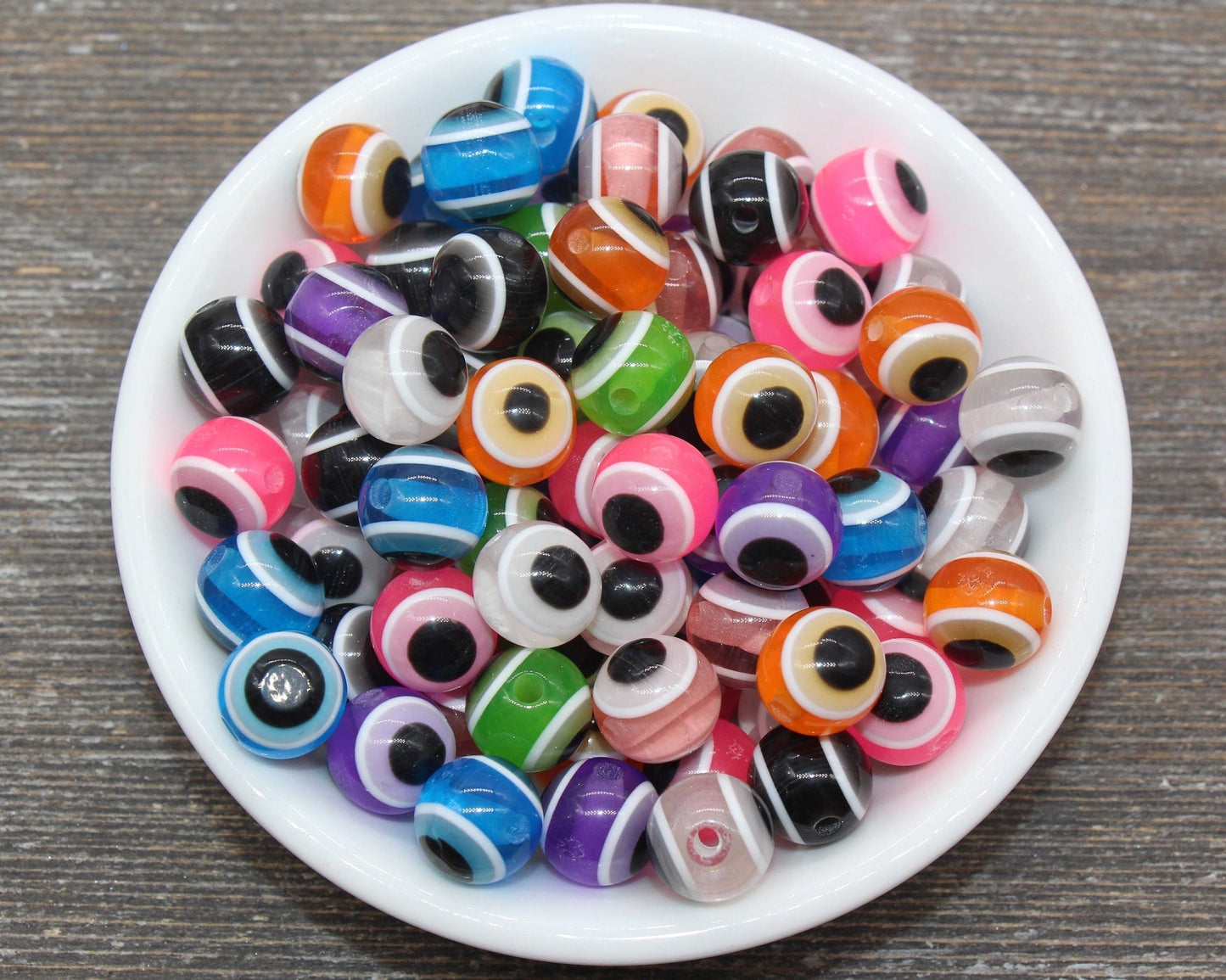 12mm Eyeball Beads, Multicolor Evil Eye Beads, Chunky Round Evil Eye Beads, Turkish Eye Beads, Greek Eye Beads, Acrylic Eyeball Beads #2392