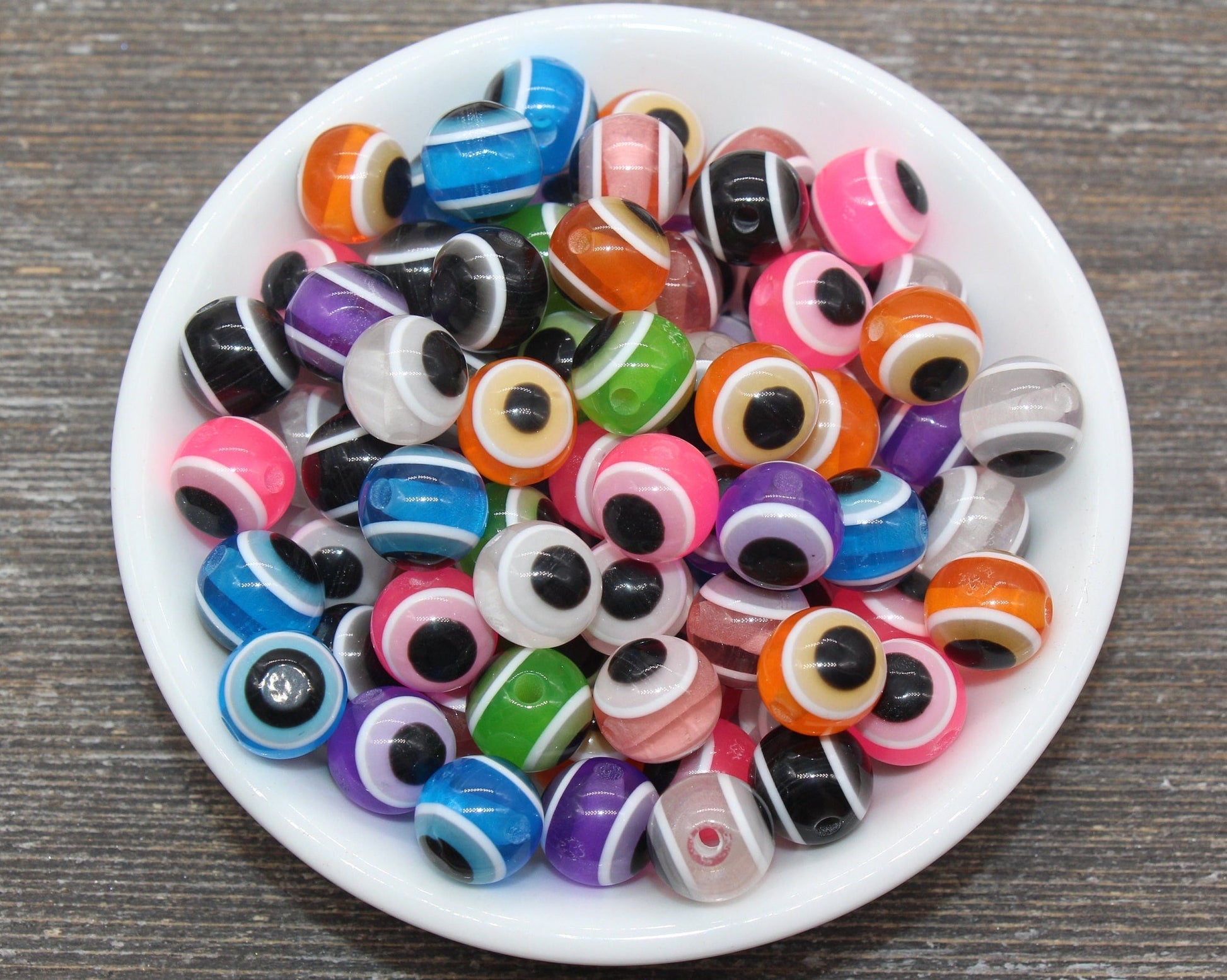 12mm Eyeball Beads, Multicolor Evil Eye Beads, Chunky Round Evil Eye Beads, Turkish Eye Beads, Greek Eye Beads, Acrylic Eyeball Beads #2392