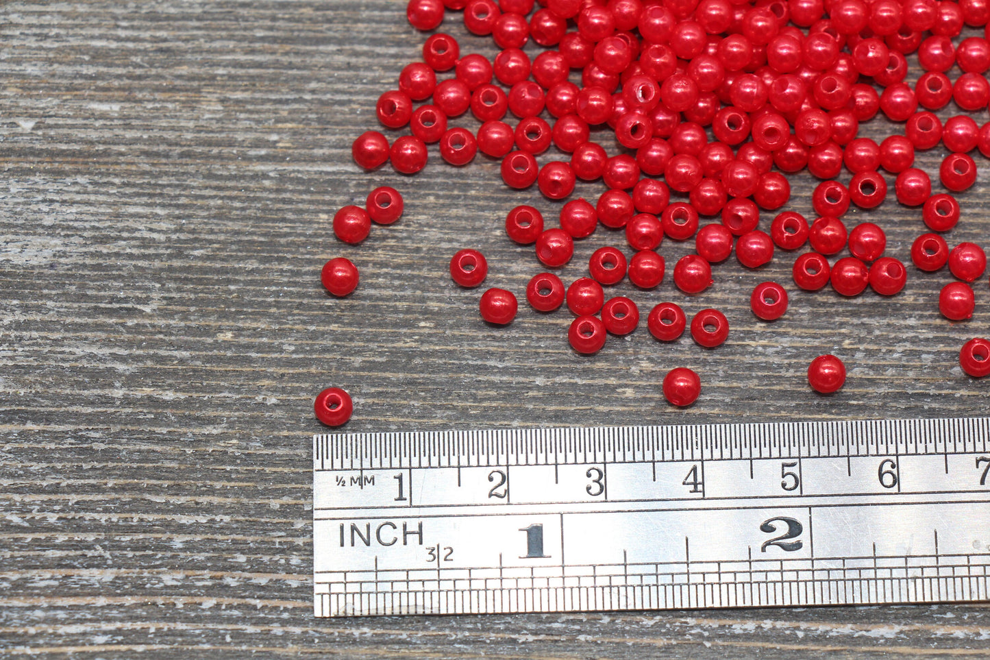 4mm Red Faux Pearl Beads, Faux Pearl Gumball Beads, Imitation Pearl Beads, Chunky Beads, Smooth Plastic Round Beads #2399