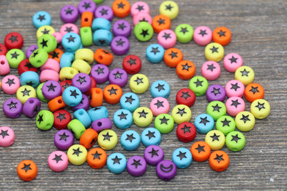 Multicolored Star Beads, Acrylic Multicolor Star Beads, Mix Colors Star Beads, Acrylic Symbol Beads, Size 7mm #359