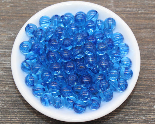 10mm Transparent Blue Round Beads, Acrylic Gumball Beads, Blue Round Beads, Bubblegum Beads, Plastic Chunky Bead #2400