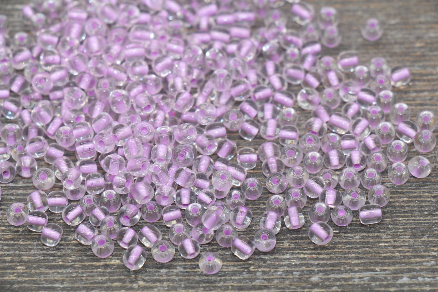 GLOW Glass Beads, 4mm 6/0 Glass Beads, Glow in Dark Transparent Beads with Lavender Lining Beads, Rocailles Beads, Beading Supplies #2409