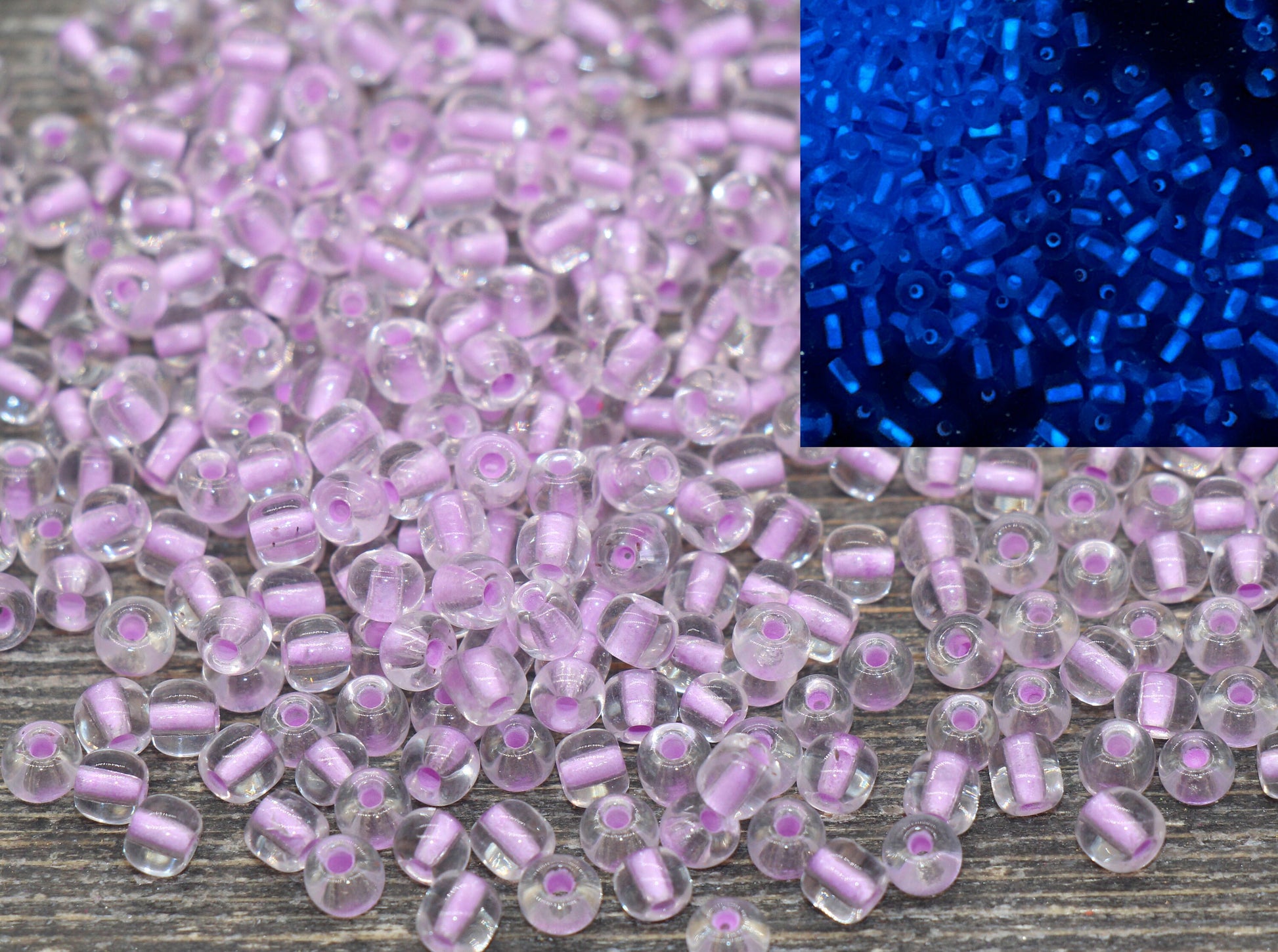 GLOW Glass Beads, 4mm 6/0 Glass Beads, Glow in Dark Transparent Beads with Lavender Lining Beads, Rocailles Beads, Beading Supplies #2409