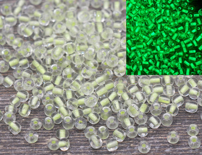 GLOW Glass Beads, 4mm 6/0 Glass Beads, Glow in Dark Transparent Beads with Light Yellow Lining Beads, Rocailles Beads, Beading Supplies#2410