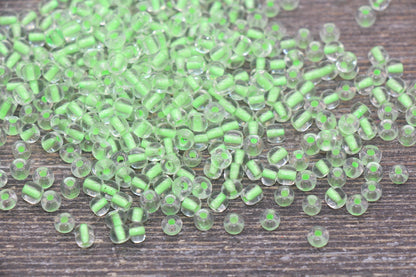 GLOW Glass Beads, 4mm 6/0 Glass Beads, Glow in Dark Transparent Beads with Neon Green Lining Beads, Rocailles Beads, Beading Supplies #2411