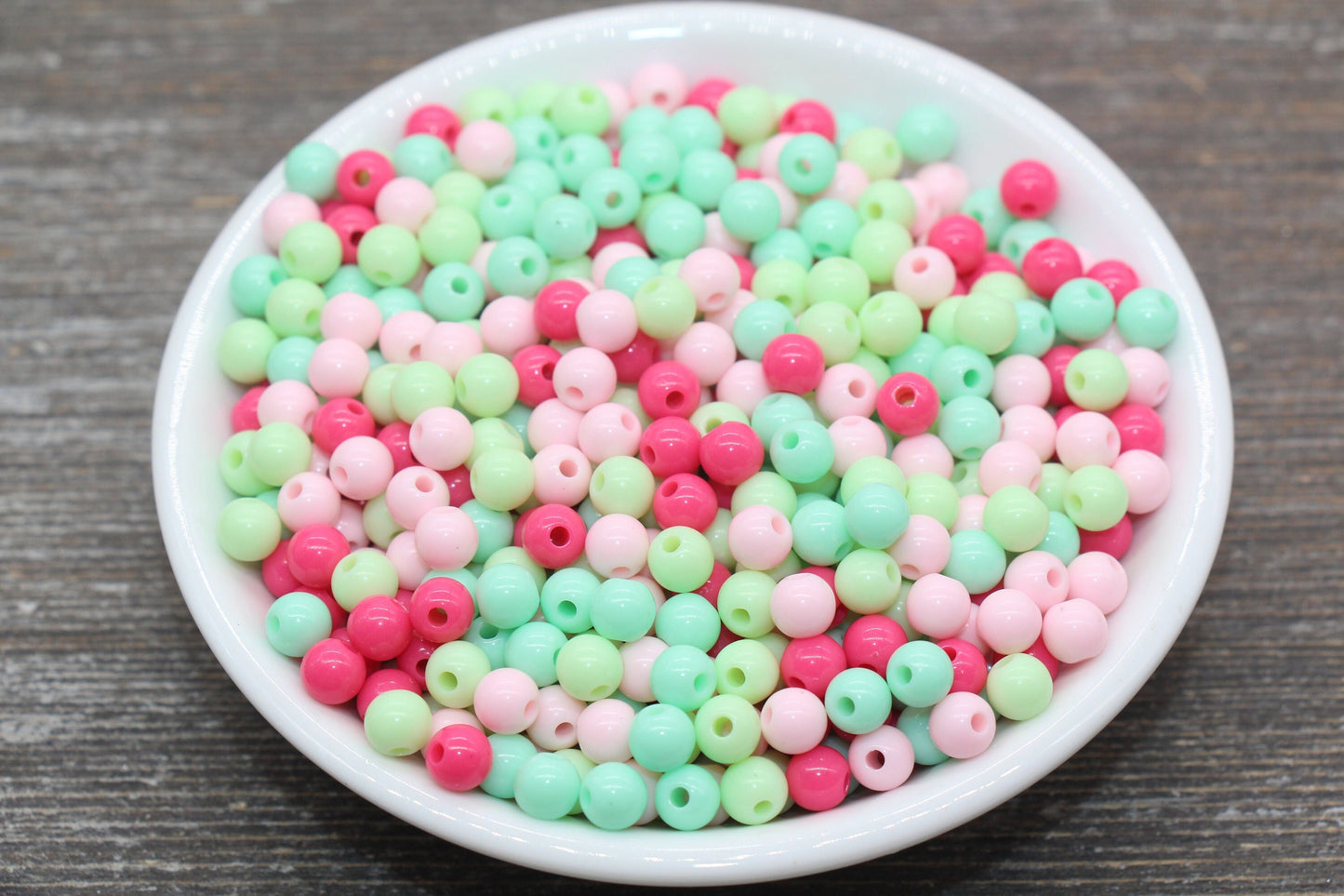 6mm Mix Round Gumball Beads, Pink and Mint Mix Acrylic Loose Beads, Multicolor Bubblegum Beads, Chunky Beads, Smooth Round Beads #2412