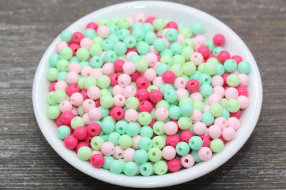 6mm Mix Round Gumball Beads, Pink and Mint Mix Acrylic Loose Beads, Multicolor Bubblegum Beads, Chunky Beads, Smooth Round Beads #2412