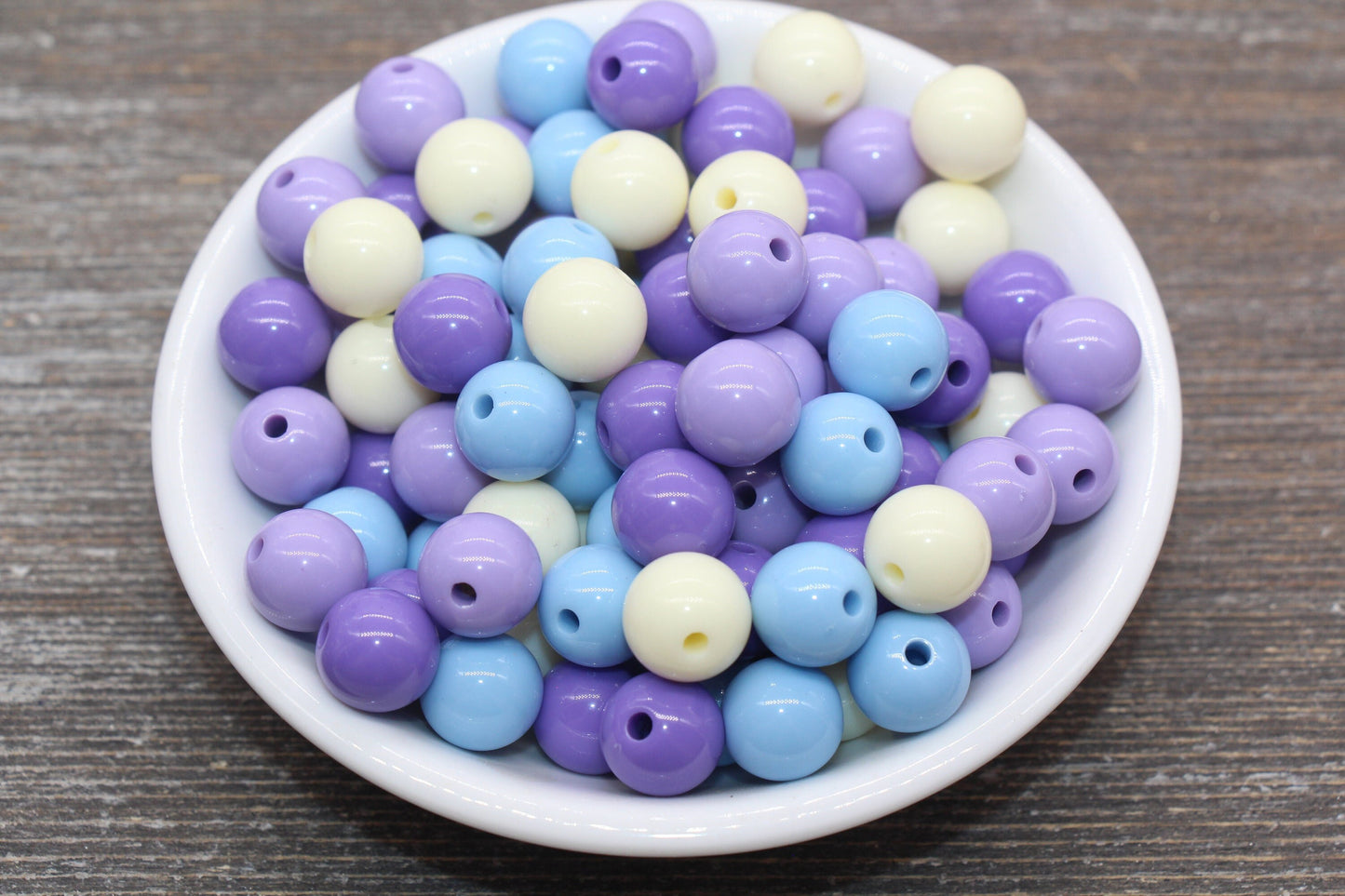 12mm Mix Round Gumball Beads, Ivory Blue Purple Mix Acrylic Loose Beads, Multicolor Bubblegum Beads, Chunky Beads, Smooth Round Beads #2440