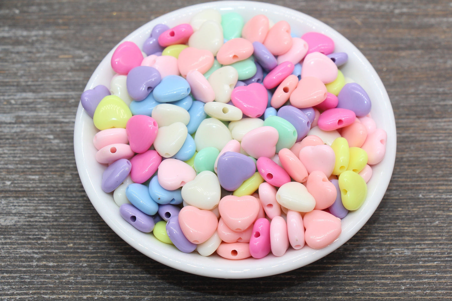 Multicolored Heart Beads, Rainbow Acrylic Heart Beads, Chunky Colorful Heart Beads, Plastic Heart Shape Beads, Vertical Hole Hearts #1552