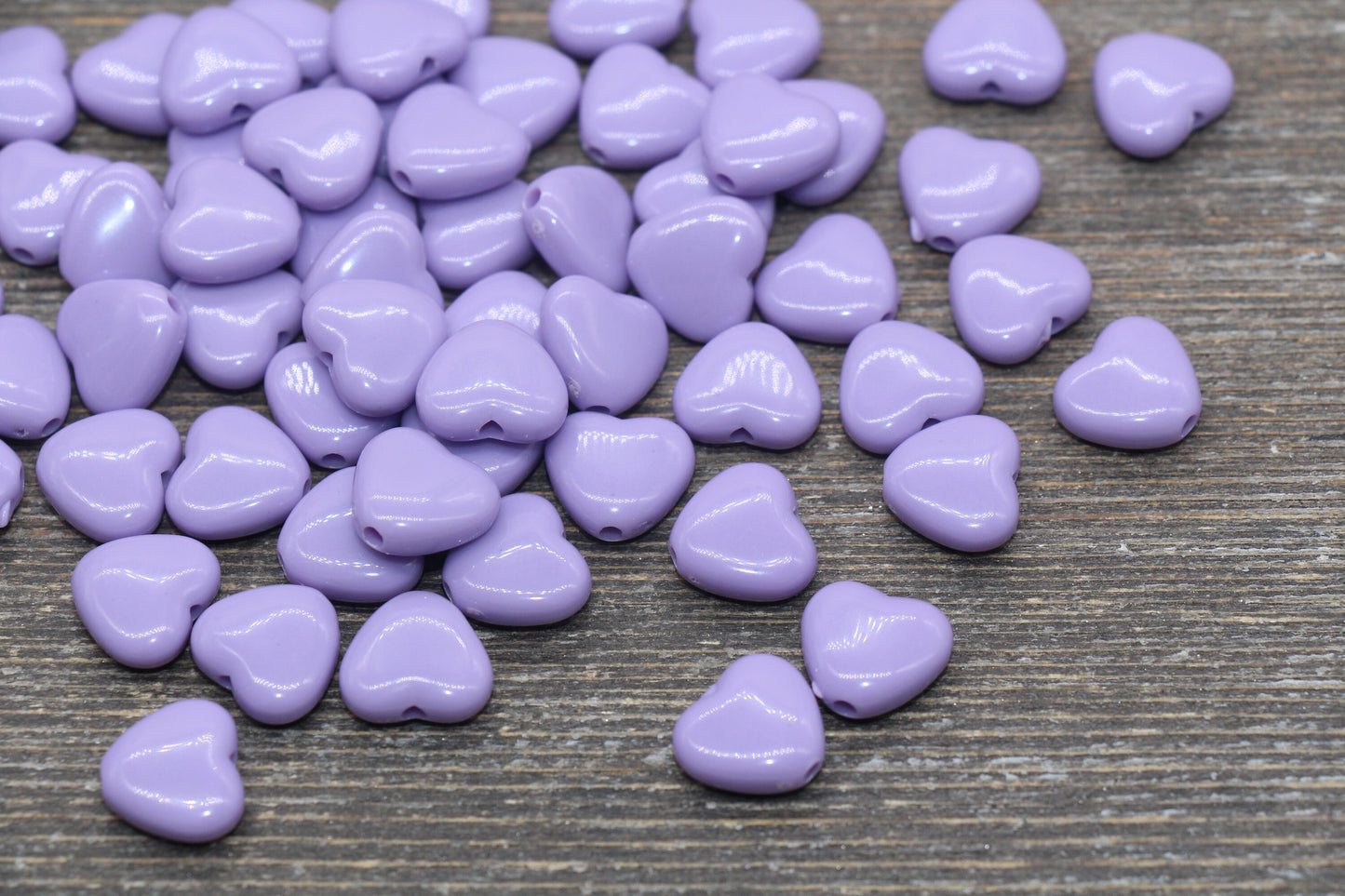 Purple Heart Beads, Purple Acrylic Heart Beads, Chunky Purple Heart Beads, Plastic Heart Shape Beads, Vertical Hole Hearts #2485